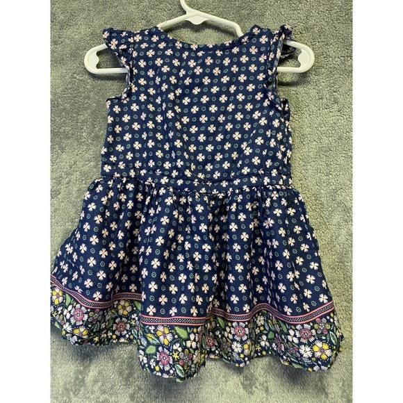Carter's Baby Girl's Navy Blue Pink Floral Cap Sleeve Casual Dress 12months - Picture 4 of 8